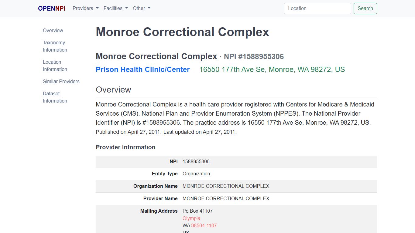 Monroe Correctional Complex · 16550 177th Ave Se, Monroe, WA 98272, US