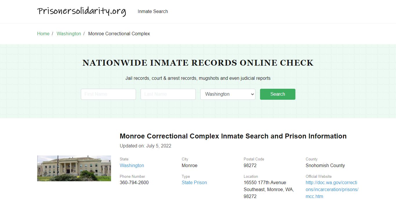 Monroe Correctional Complex Inmate Search, Visitation, Phone no ...